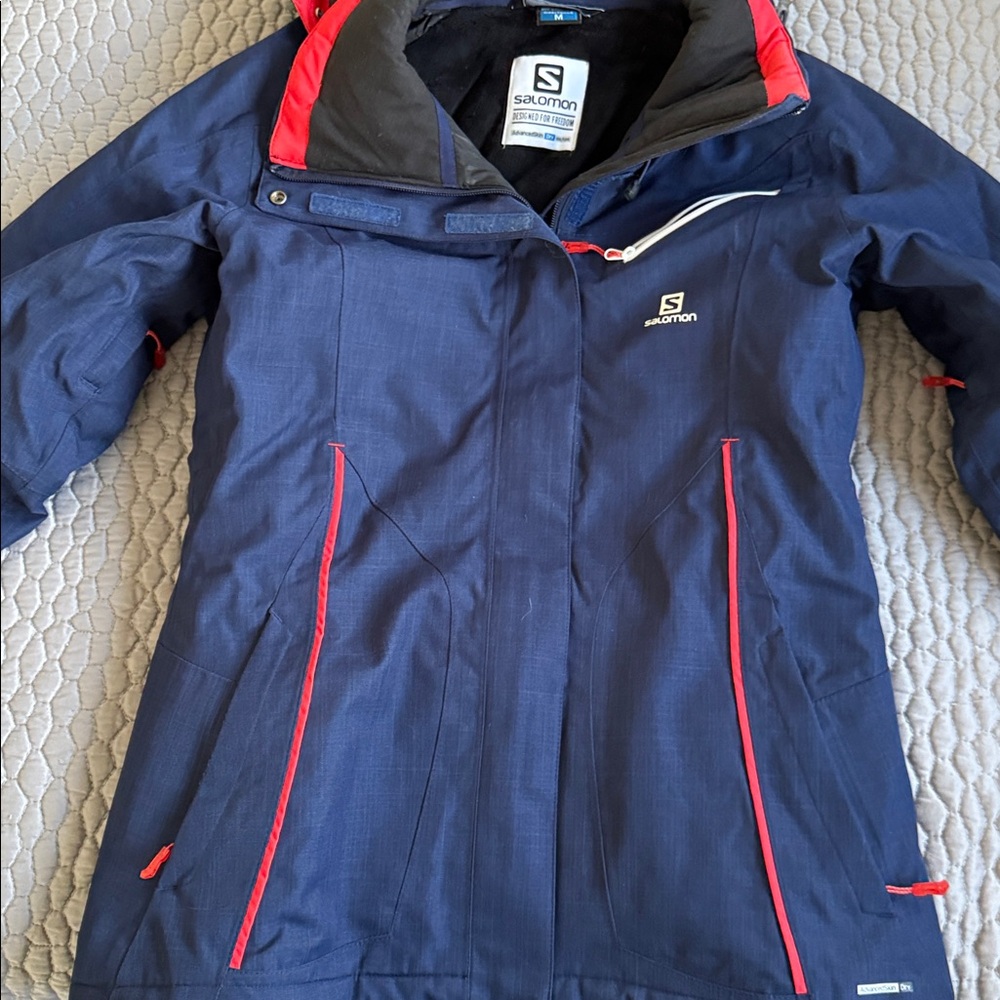 Salomon Dark Blue and Bright Red Outdoor Jacket